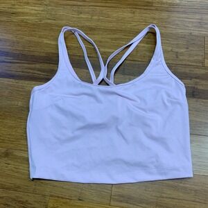 All in Motion Light Support Workout Crop Top Womens Size Large Pink Strappy Back